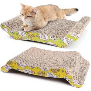 2 Pack Cat Scratching Board, Cat Scratcher Cardboard, Cat Scratch Pad for Indoor